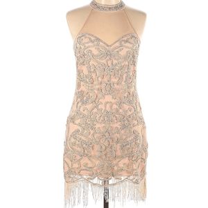 Lulu's Dresses | Blush Pink Beaded Fringe Dress | Color: Cream/Pink